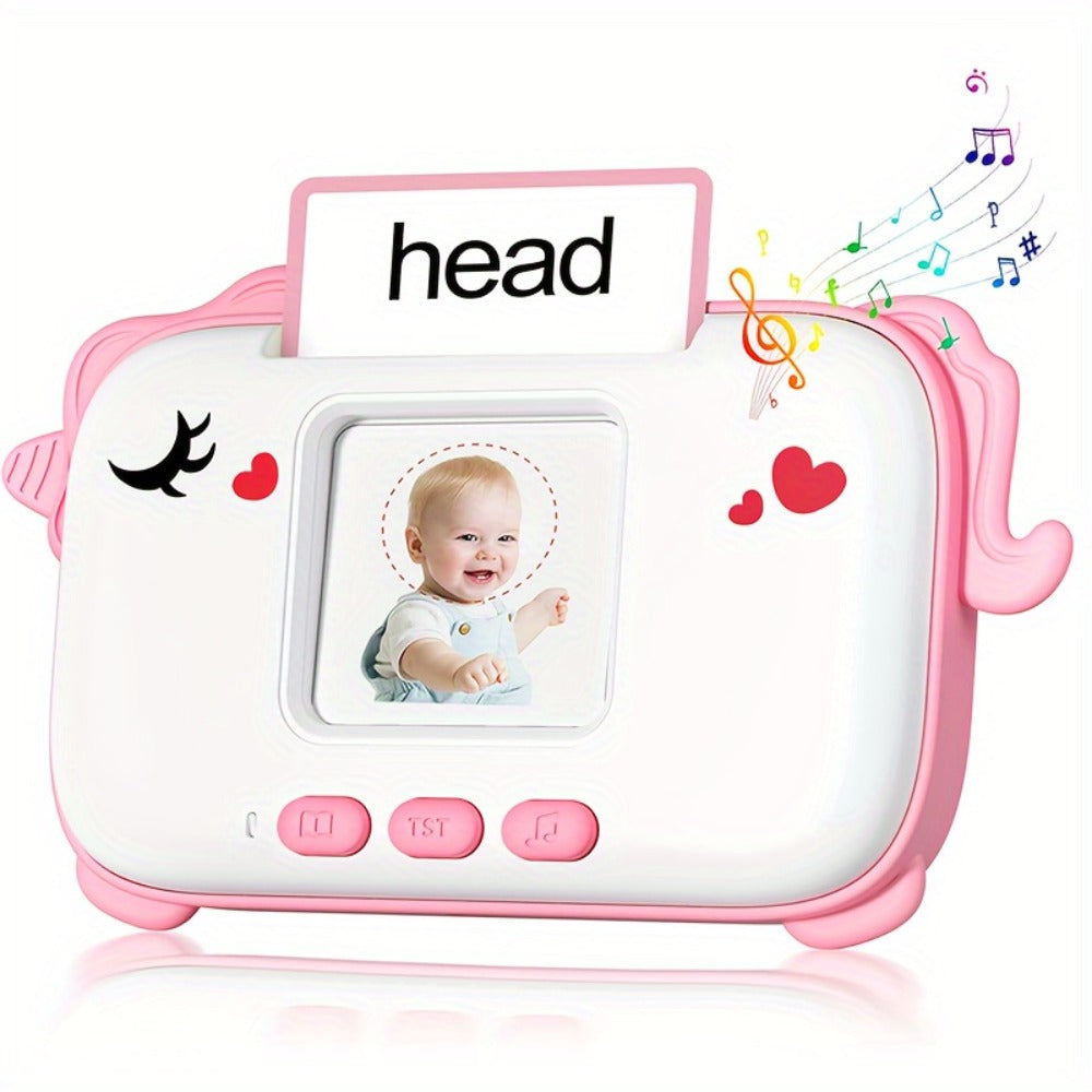 Talking Flashcard Machine for Toddlers 160 Words — Portable Word Card Reader Kids Ages 1-4 Dinosaur Unicorn Style Speech Vocabulary Learning Toy Gift Boys Girls
