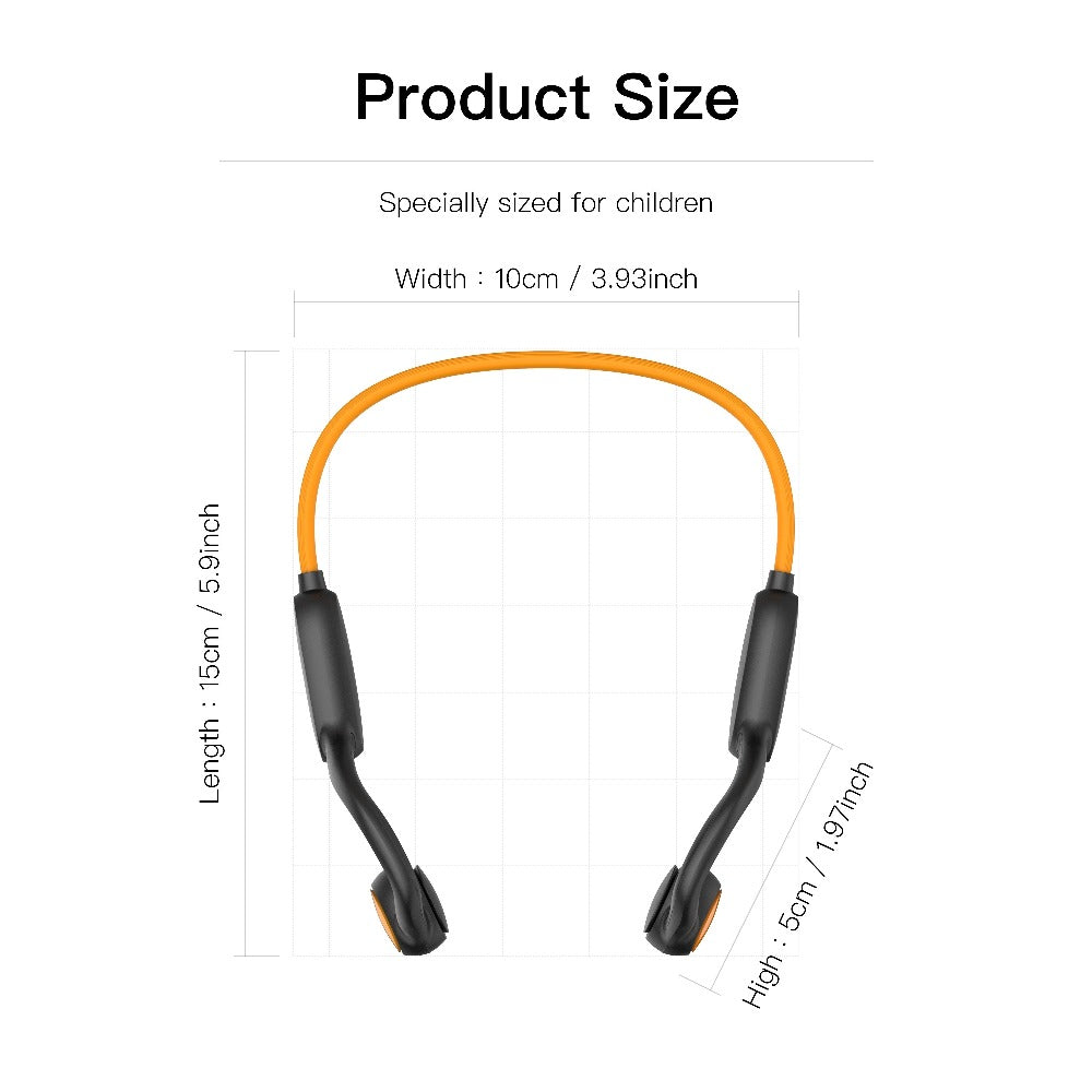 Kids Open Ear Headphones Air Conduction Wireless Bluetooth Headset Mic 20H Playtime Safe Hearing Protection Stereo Sound School Sports Outdoor Children Earphones Orange Red Green