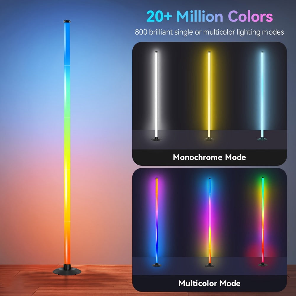 Smart LED Floor Lamp Modern Minimalist – Mood Lighting App & Remote Dual Control Backlight Ambient Light for Bedroom Office Gaming Study Room Holiday Gift 1 or 2 Pack