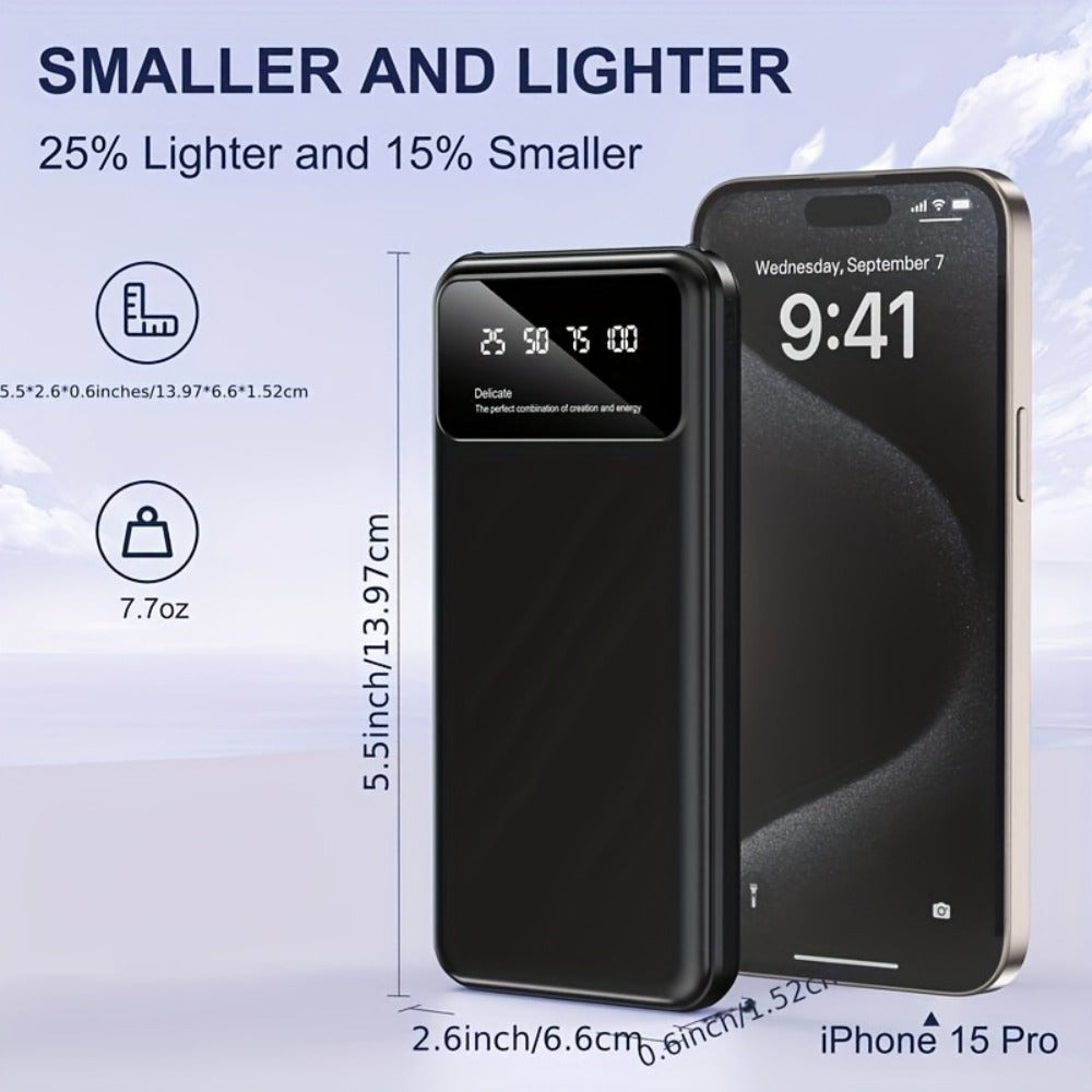 20000mAh Power Bank Portable Charger Fast Charging Dual USB Output Type-C Input LED Display Compatible with iPhone Android Samsung – Slim Travel Battery Pack