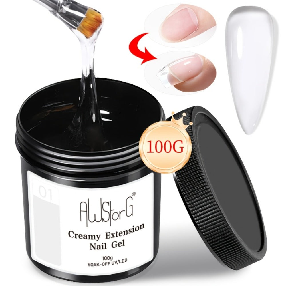 Nail Extension Gel Kit 3pcs 100g Clear Creamy Building Gel Hard Construction Gel for Nail Strengthening Lengthening and Manicure UV LED Nail Builder Gel Set Salon and Home Use