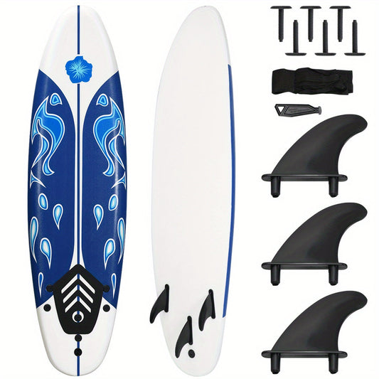 Foam Surfboard with EPE Deck, 3 Removable Fins and Leash, 6 ft
