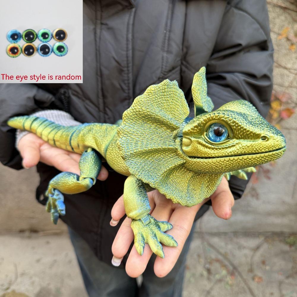Frilled Neck Lizard Figurine 3D Printed – Large Umbrella Lizard Animal Sculpture 8 Color Styles, Reptile Collectible Desk Decor Unique Gift for Reptile Lovers Kids Teens Adults
