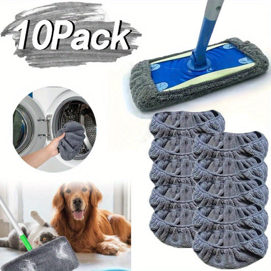 Microfiber Mop Pads, Reusable Machine-Washable Replacement Pads, 10-Pack