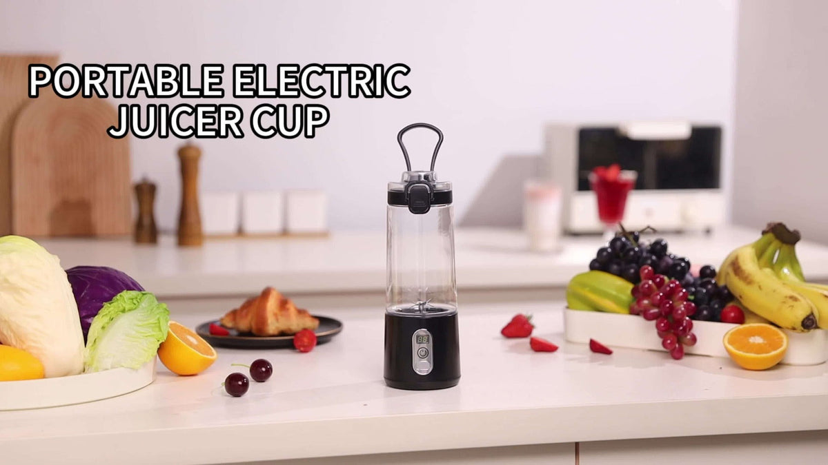 Portable Smoothie Blender USB-C Fast Charge 6-Blade Stainless Steel – Digital Timer Battery Display High-Speed Ice Crush No-Spill Lid | Protein Shake Gym Travel Blender in Black Pink White