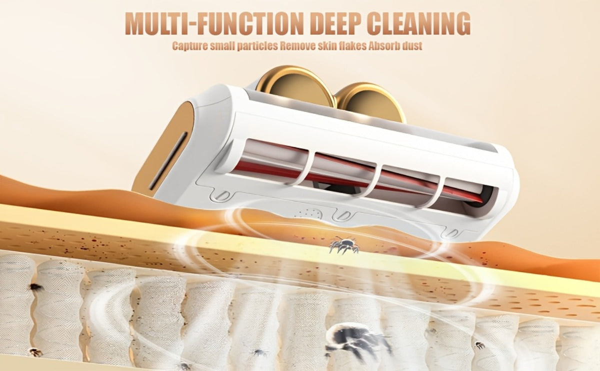 Cordless Mattress Vacuum Cleaner 16Kpa UV Light & 80000 RPM Sonic Technology, 3-Min Fast Charge Handheld Bed Vacuum for Mattress Sofa Carpet Dust Mites