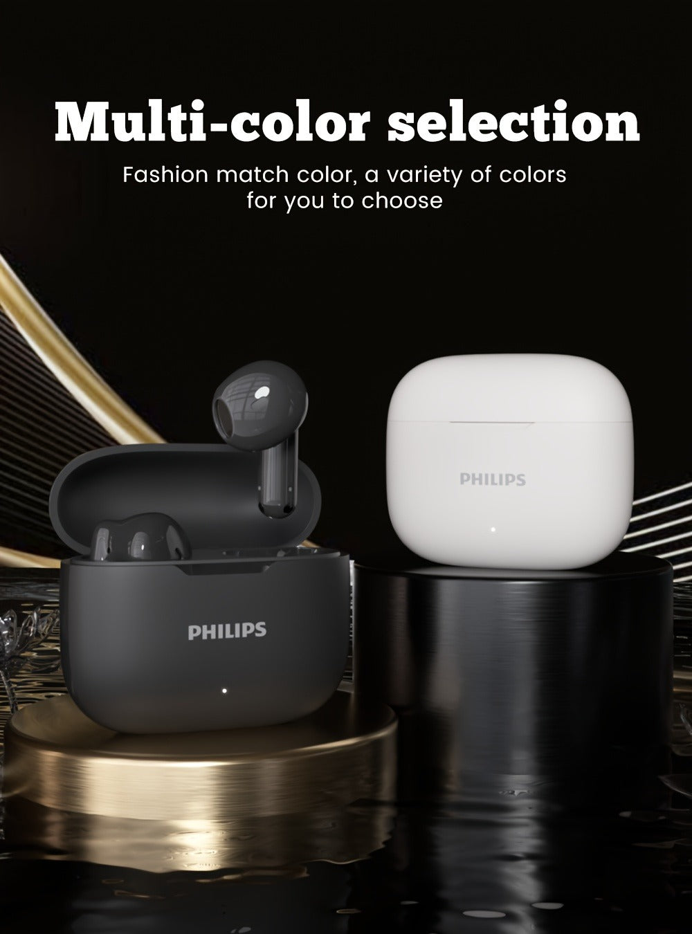 Philips TAT1220 Bluetooth 6.0 Wireless Earbuds ANC Active Noise Cancelling, 360° Surround Sound Open Design Touch Control Type-C Charging, In-Ear Headphones for Sports Daily Use Phone Camping Outdoor