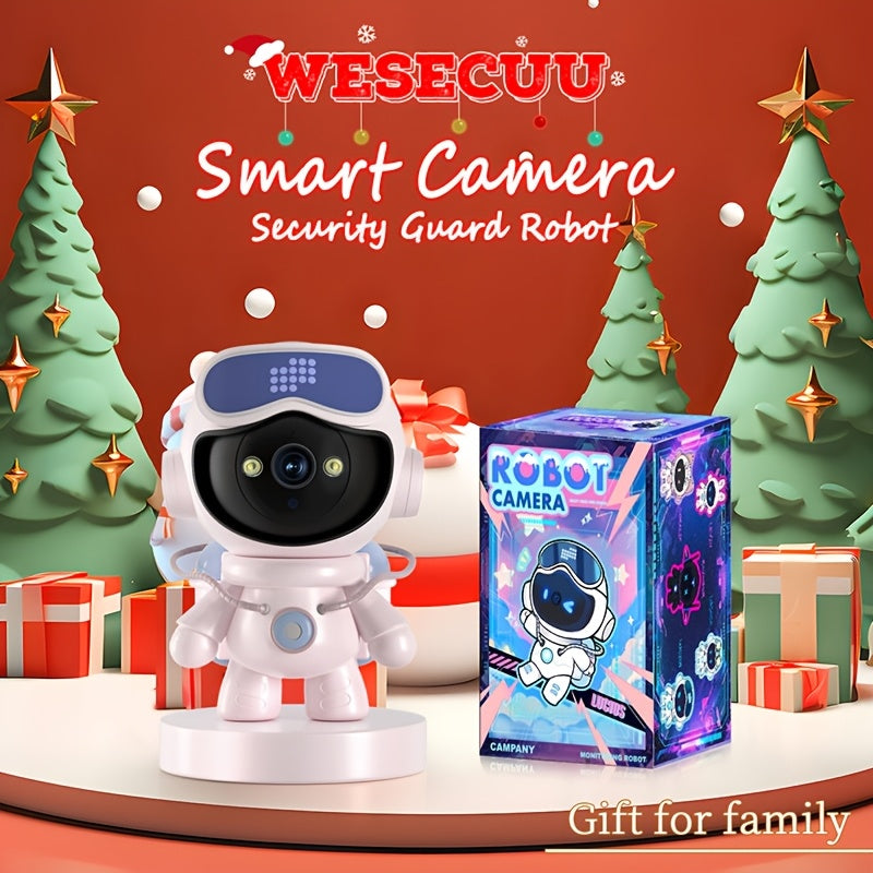 3MP 360° Robot Security Camera Indoor, WiFi Smart Home Camera with Auto Motion Tracking, Two-Way Audio, IR Night Vision, Alexa Compatible, Wireless Surveillance for Baby Pet Elderly Home Monitoring