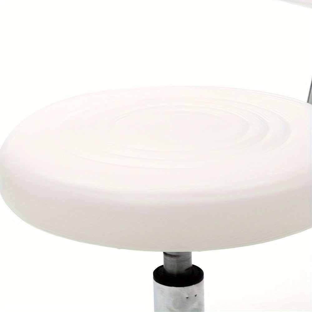 Adjustable Salon Stool with Back 360 Swivel PU Leather Cushioned Round Seat Chair for Salon Barber Spa Esthetician Home Office Vanity Makeup Station White