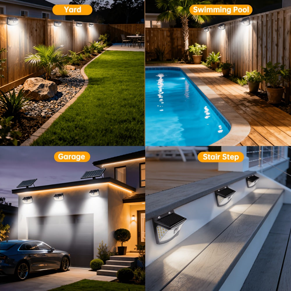 Solar Step Lights Outdoor 120 LED Motion Sensor – 270° Wide Angle IP65 Waterproof Wall Light with 3 Modes | 18-Hour Solar Powered Stair Light for Pathway, Fence, Garage & Deck | 4/6/8 Pack