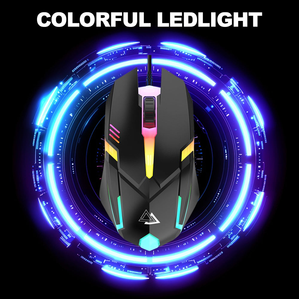 Wired USB RGB Gaming Keyboard and Mouse Combo 104 Keys Backlit Mechanical Feel 1000 DPI Optical Mouse for PC Desktop Laptop Windows Mac Linux Gamer Black White