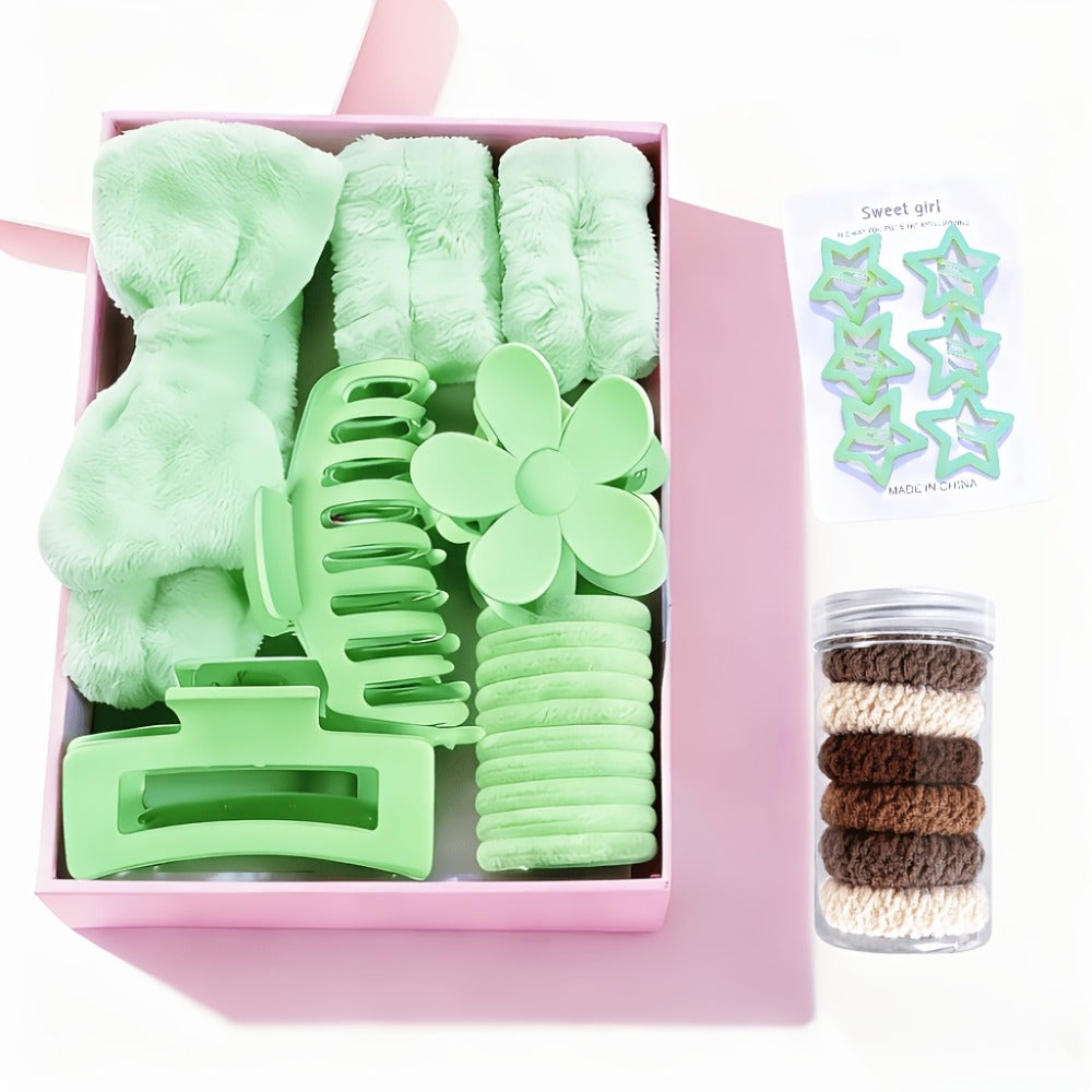 Hair Accessories Set with Headbands, Hair Clips, Hoops and Hair Rings, Bow and Elastic Styles, 14 Color Options