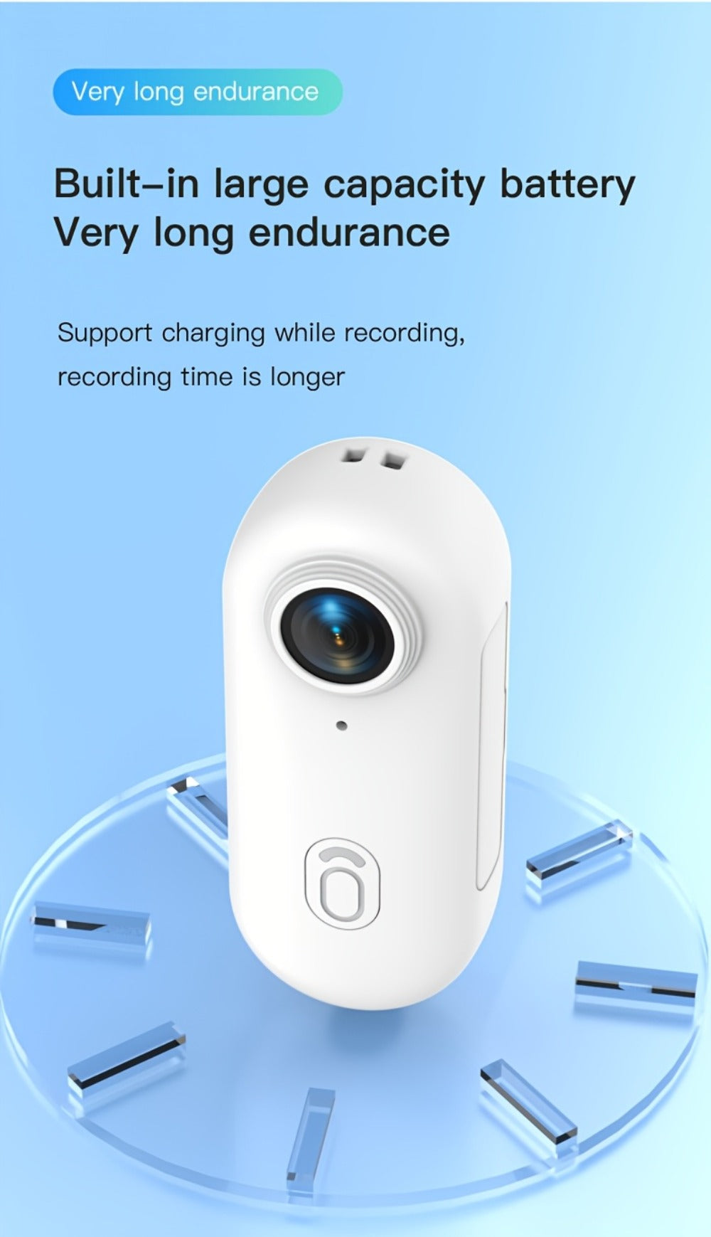 Thumb Action Camera 4K 1080P Mini Sports Camera, Auto Exposure, 800mAh Rechargeable Battery, TF Card Compatible, Compact Wearable Cam for Cycling Hiking Vlogging Outdoor Sports