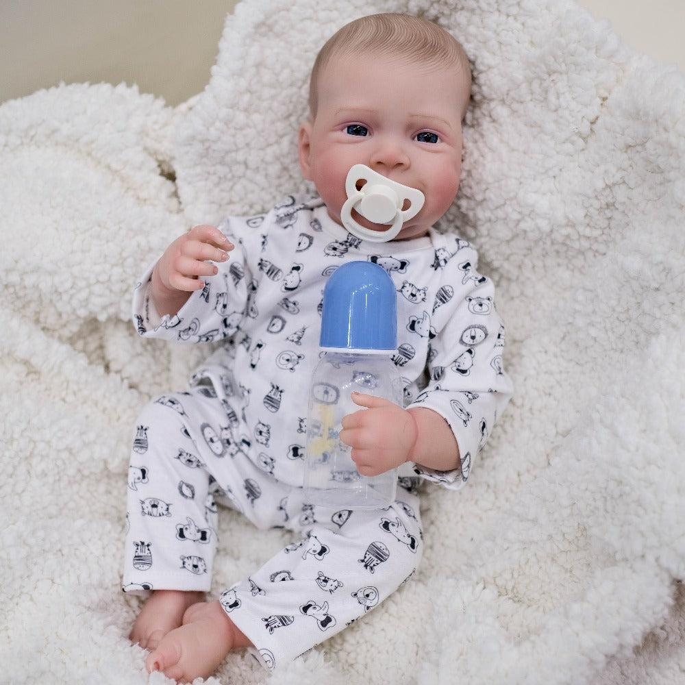 19-Inch Cloth Body Reborn Baby Doll with Vinyl Limbs and Accessories