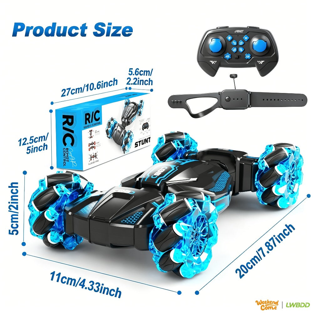 1:24 8WD RC Stunt Car with Dual Remote Control, LED Lights, and 28 km/h Speed