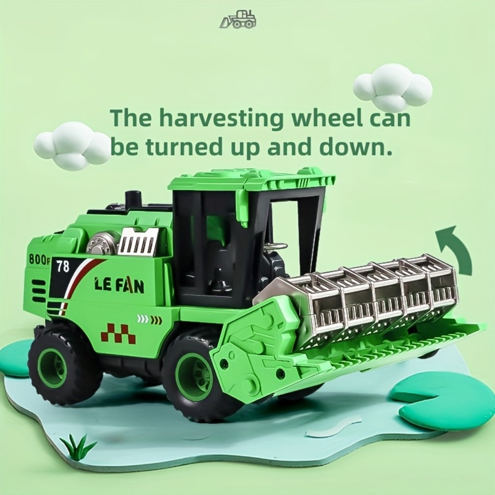 Wheat Harvester Toy Car – Friction Powered Farm Vehicle Model for Kids, Green