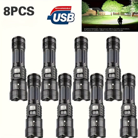 Zoomable LED Flashlight with Adjustable Beam and Textured Grip, 2-, 4- or 8-Pack