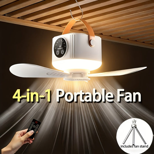 Camping Fan with LED Light, USB Charging and Adjustable Speed, Bracket Not Included