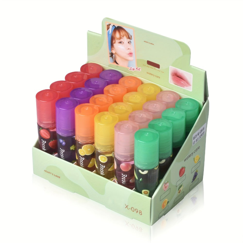 Roller Ball Lip Balm Set 24 Pieces 6 Flavors Transparent Colorless — Moisturizing Long-Lasting Hydration for Dry Chapped Lips | Lightweight Non-Greasy Daily Lip Care Gift Set for Women & Men