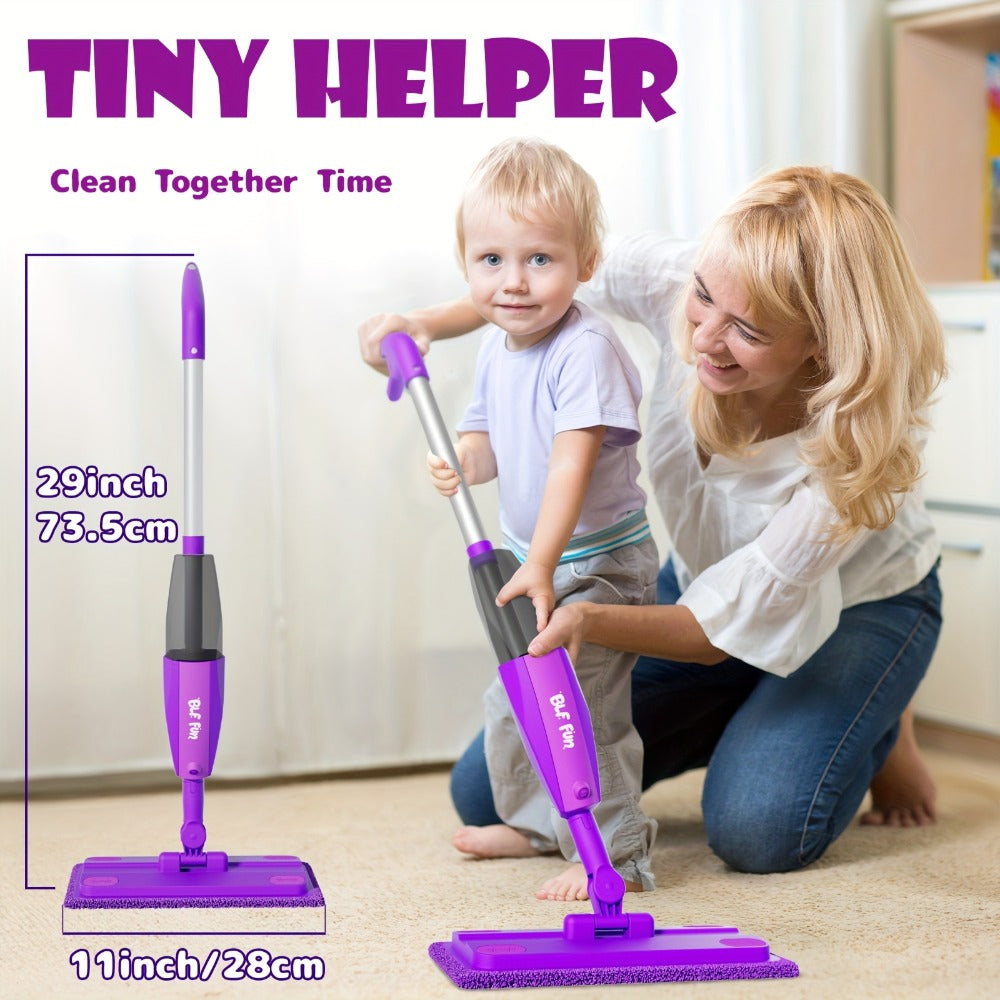 Kids Spray Mop Toy with Water Sprayer for Pretend Floor-Cleaning Play