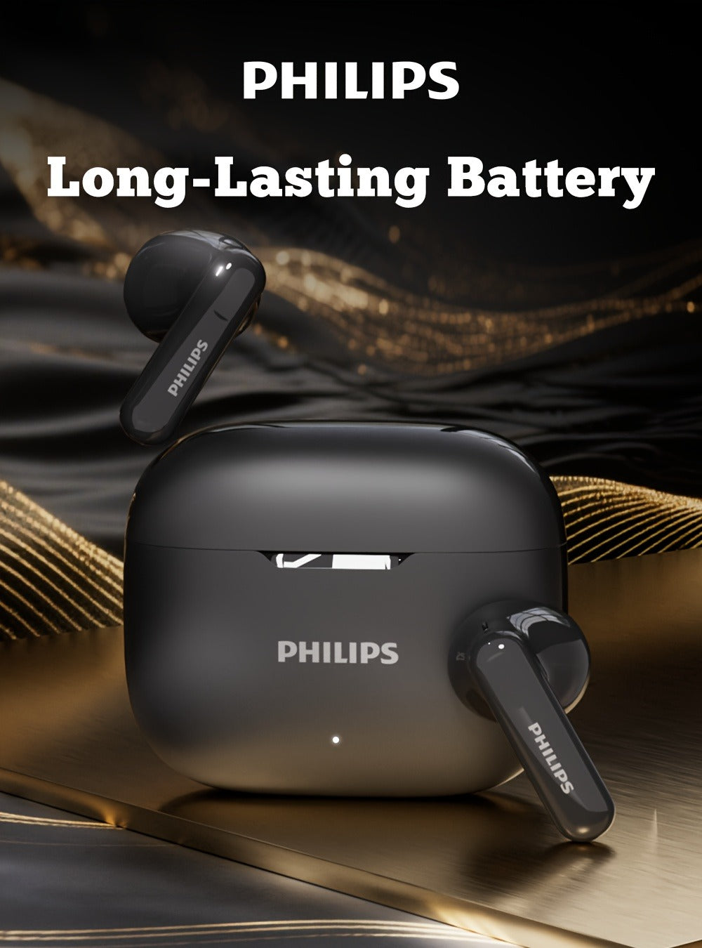 Philips TAT1220 Bluetooth 6.0 Wireless Earbuds ANC Active Noise Cancelling, 360° Surround Sound Open Design Touch Control Type-C Charging, In-Ear Headphones for Sports Daily Use Phone Camping Outdoor