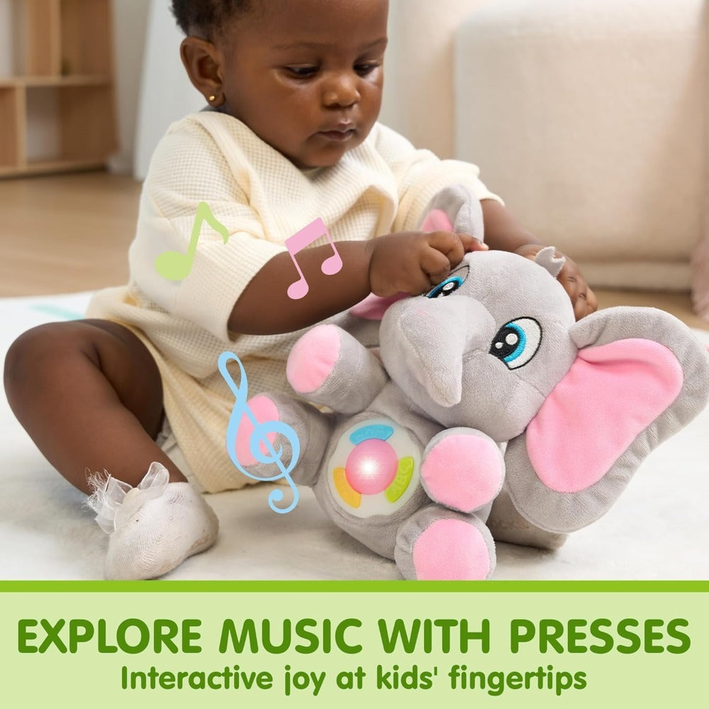 Plush Musical Elephant Baby Toy with Music & Lights – Soft Stuffed Animal Sensory Toy for Infants 6+ Months, Cuddly Light Up Elephant Comfort Toy, Christmas & Birthday Gift for Baby Boys & Girls