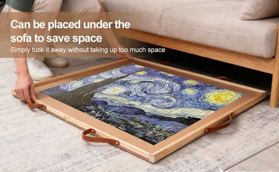 Rotating Jigsaw Puzzle Table, 35 x 27 Inches with Drawers and Dust Cover