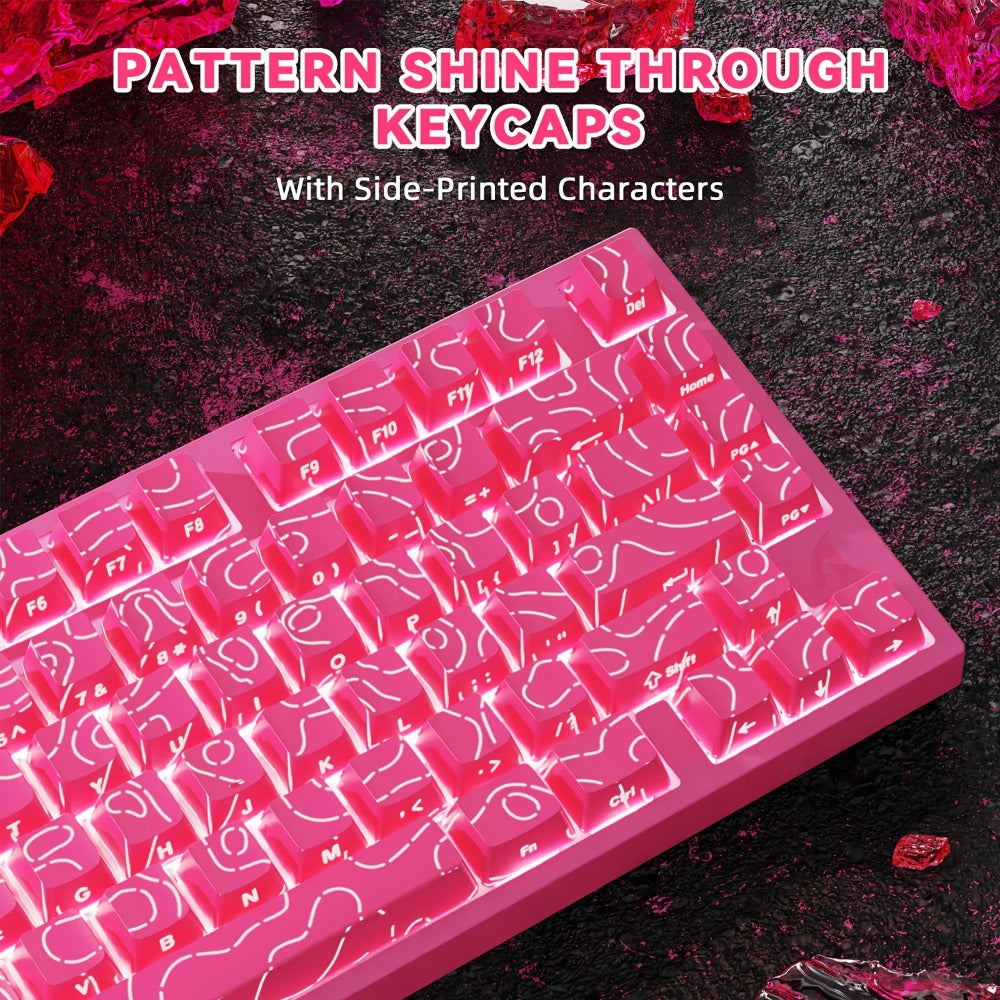 Hall Effect Mechanical Gaming Keyboard Attack Shark R82HE 80% – 0.005mm Rapid Trigger, 8000Hz Polling Rate, Hot Swap, PBT Keycaps, 5-Layer Sound Isolation, RGB, DKS, Snap Tap for PC & Mac | White & Pink