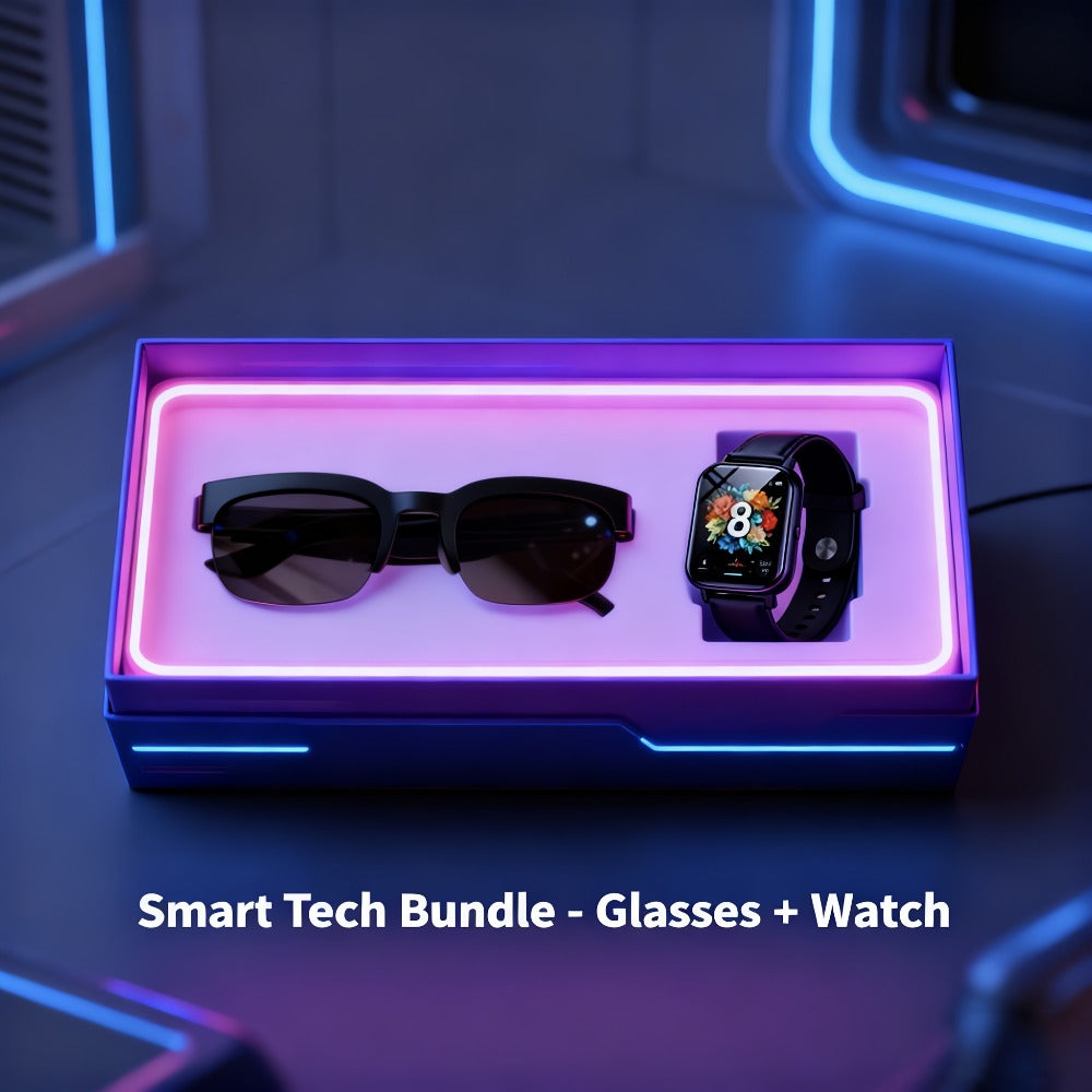 Smart Watch and Glasses 2-Piece Bundle Set 1.83 Inch Full Touch Screen Metal Body Wireless Calling Multiple Sport Modes Sedentary Reminder Pedometer Notification Fitness Tracker Unisex Men Women 2026 New Upgraded