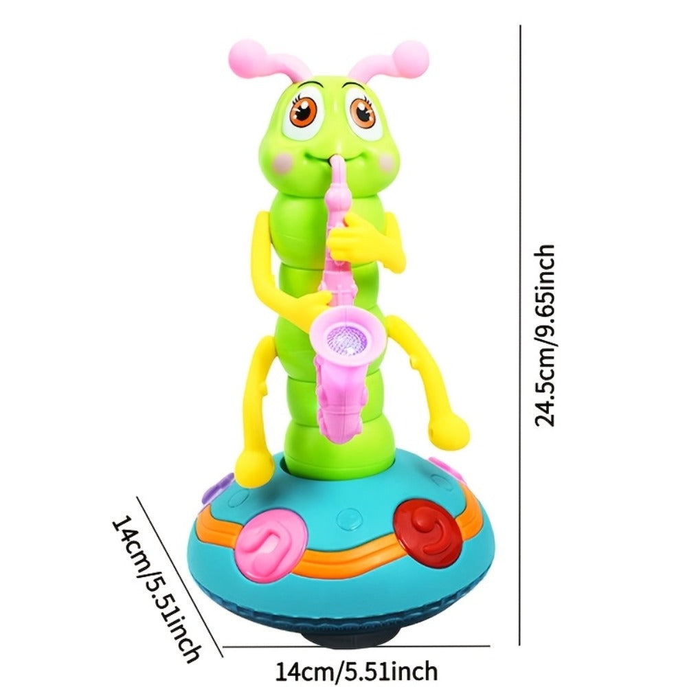 Caterpillar Saxophone Toy for Kids with LED Lights & Music - Electric Musical Instrument for Toddlers, Baby Sensory Play, Interactive Dancing Toy - Boys & Girls Birthday Christmas Gift
