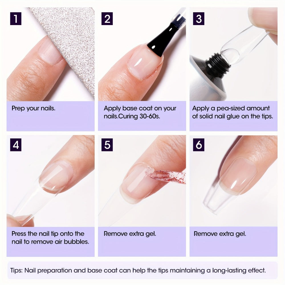 Solid Nail Glue Gel for Press On Nails 30g with UV Nail Lamp – Super Strong Gel Nail Glue for Acrylic Nails, Gel Tips & 3D Nail Art – Long-Lasting Up to 28 Days, Natural Resin Formula, LED Cured