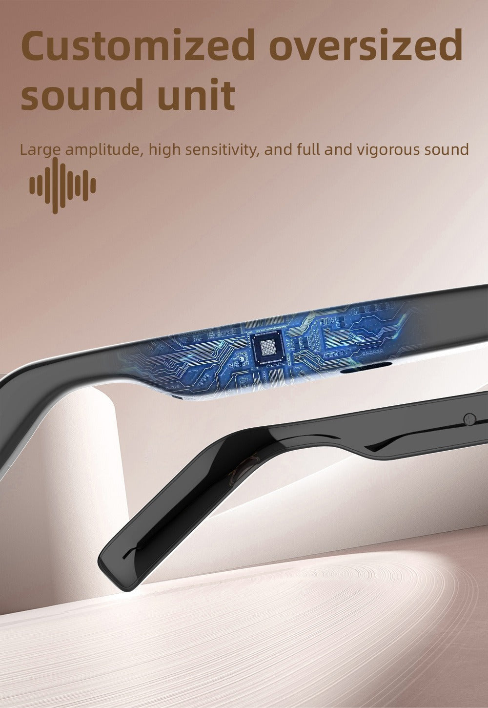 Stereo Smart Audio Glasses Touch Control Intelligent Noise Reduction Type-C Rechargeable Ultra-Long Standby Clear Calls Fashionable Wireless Eyewear for Travel Daily Use Unisex
