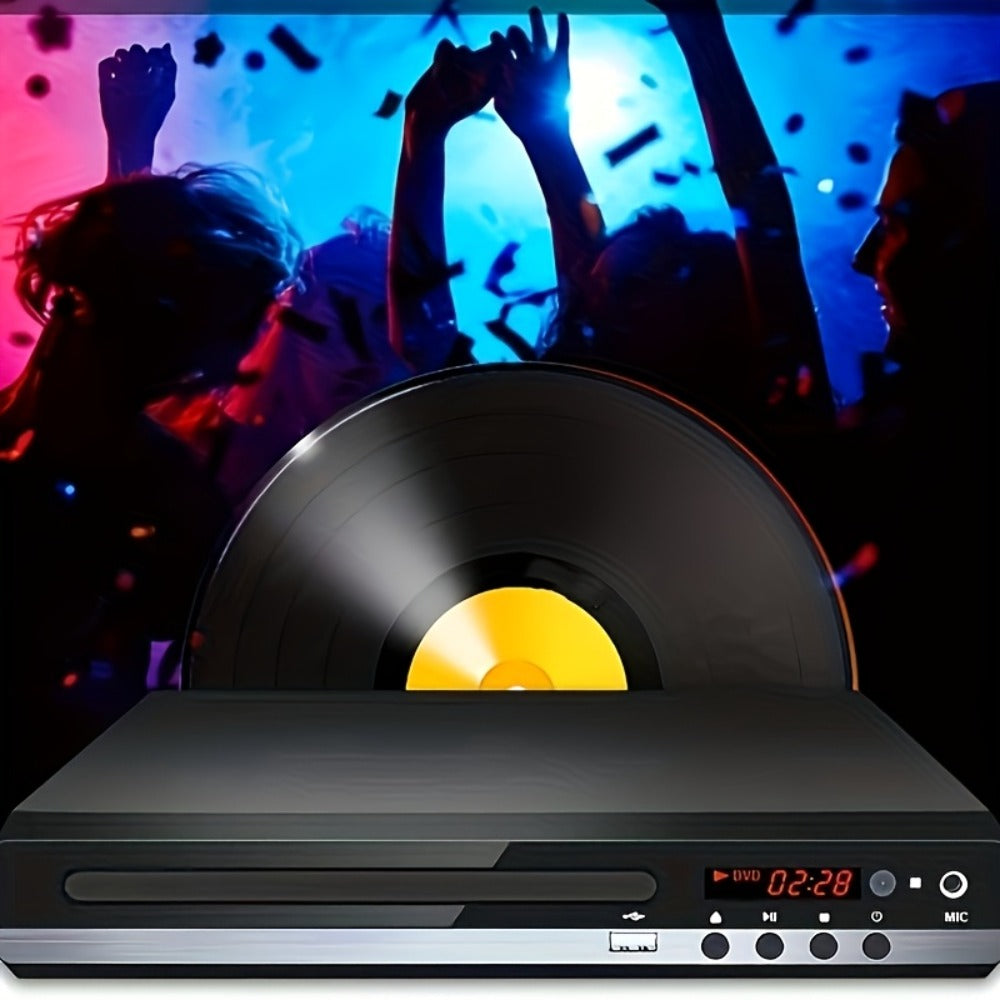Karaoke DVD Player for Home with Remote Control – All Region CD DVD Player USB Port, Plays DVD CD CD-R CD-RW VCD SVCD DivX MP3, Compact Mini DVD Player for TV HD Picture Quality, Black