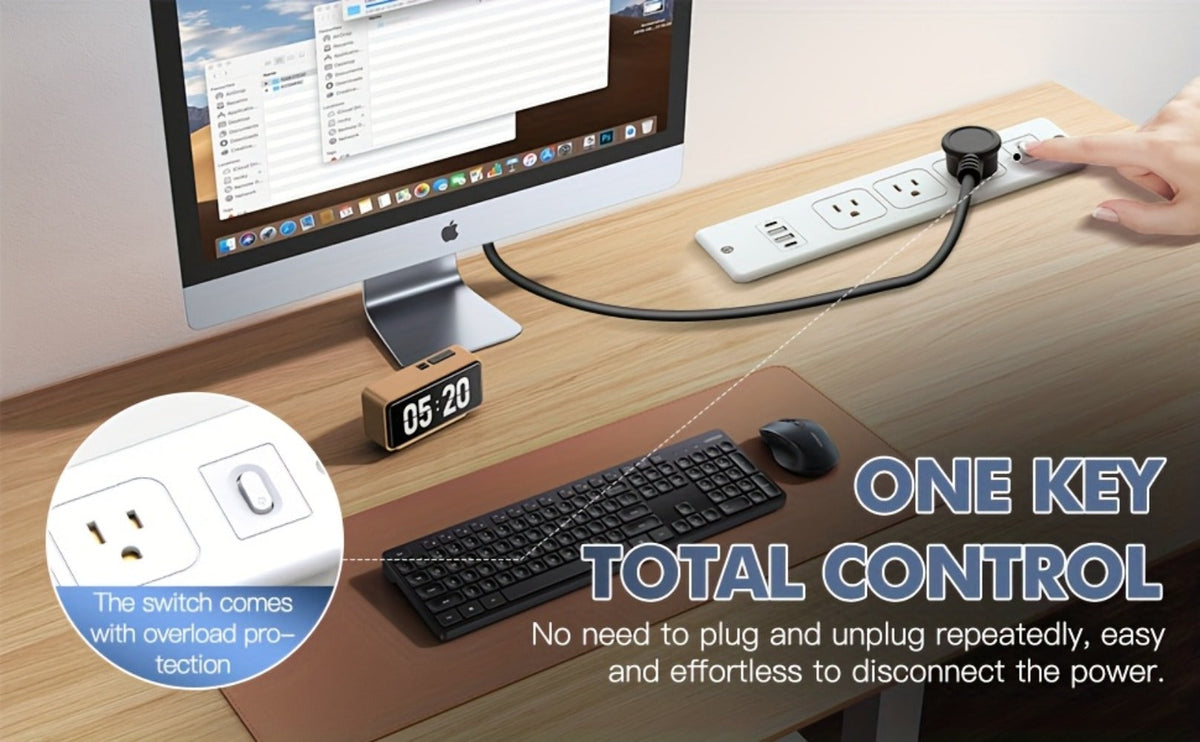 Recessed Power Strip In-Desk Embedded Socket 7-in-1, 3 AC Outlets & 4 USB Ports, Slim Space-Saving Design, 6ft Extension Cord, Countertop Power Station for Home Office Hotel Conference Room – BOCHLION BKL-U58