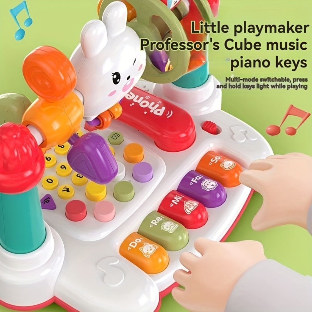 Rabbit Story Machine Toy for Kids with Piano Music & LED Lights – Multifunctional Educational Phone Toy, Storytelling Sensory Toy for Toddlers, Easter Birthday Christmas Halloween Gift for Boys & Girls