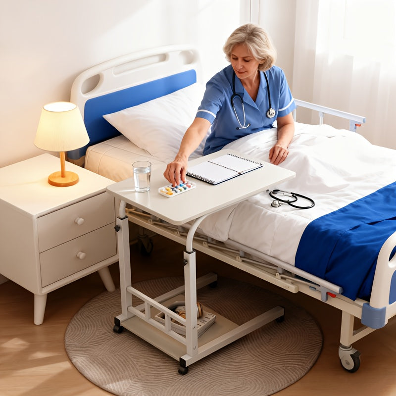 Bedside Table with Wheels Adjustable Height – Multi-Style Nursing Care Table for Elderly & Patients | Single & 3-Tier Rolling Overbed Dining Table, Home Medical Convalescent Furniture, 13 Styles