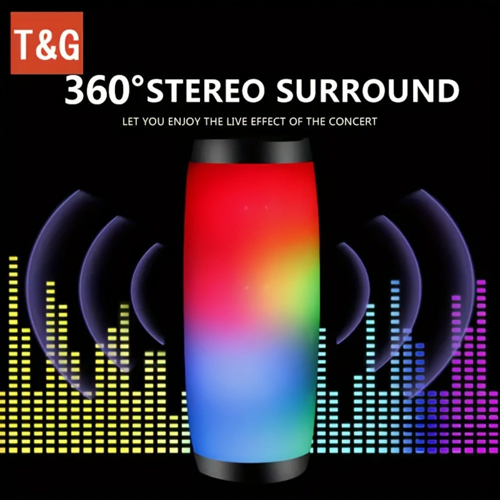 TG157 10W Dual Bluetooth 5.0 Speaker with LED Flash Lights, 5.1 Surround Sound, TF Card AUX USB FM Radio, 1200mAh Rechargeable Compact Wireless Speaker for Outdoor Camping Travel & Home Use