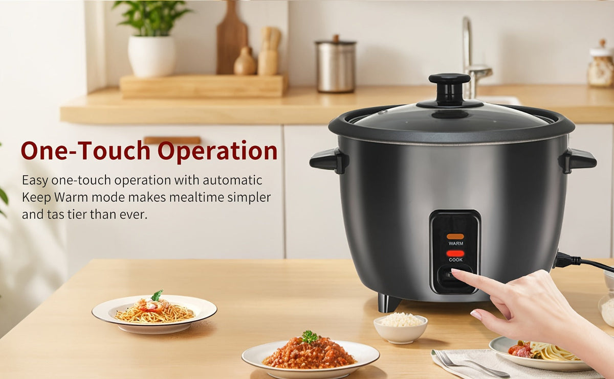 Rice Cooker & Yogurt Maker 3-Cup Nonstick – 1.5Qt Multicooker with Auto Keep Warm, One-Touch Operation, Stainless Steel Inner Liner & Steamer for Grain, Oatmeal & More