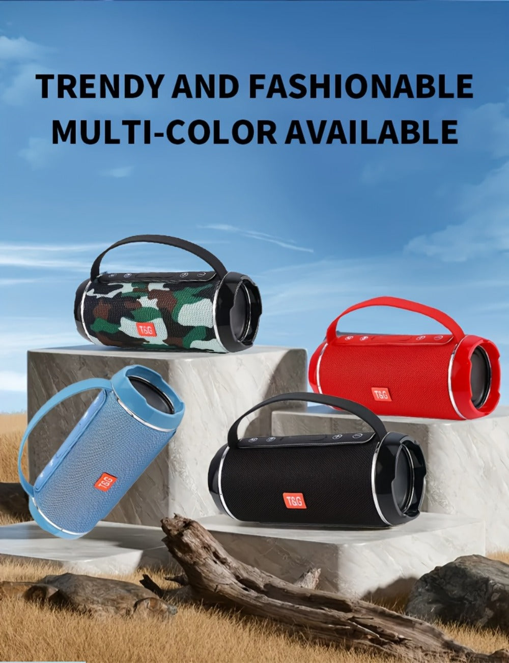TG116C IPX4 Portable Bluetooth 5.0 Speaker 1200mAh Rechargeable Wireless Speaker USB TF FM Type-C Charging Surround Sound for Outdoor Travel Home Mobile