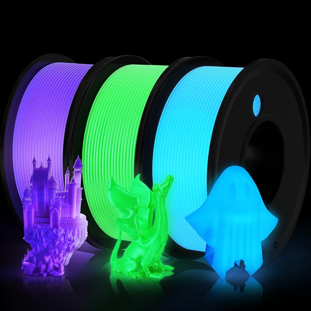 Glow in the Dark PLA Filament 1.75mm 200g – Luminous Phosphorescent 3D Printer Filament ±0.02mm Neatly Wound | Glow Blue & Glow Green PLA for FDM 3D Printers Cosplay Halloween Creative Prints