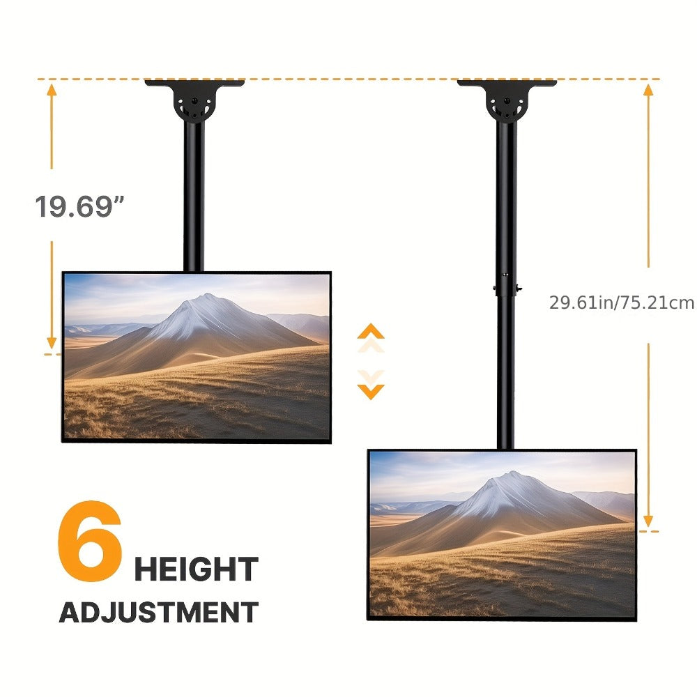 Ceiling TV Mount 37-75 Inch - 360° Swivel & Tilt Adjustable Bracket for Flat & Curved TVs up to 110 lbs, VESA 600x400mm, Stainless Steel, for Home Restaurant Gym