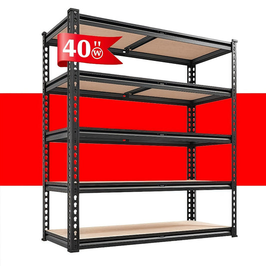 Garage Shelving Unit, 5 Adjustable Tiers with Steel Frame & MDF Shelves