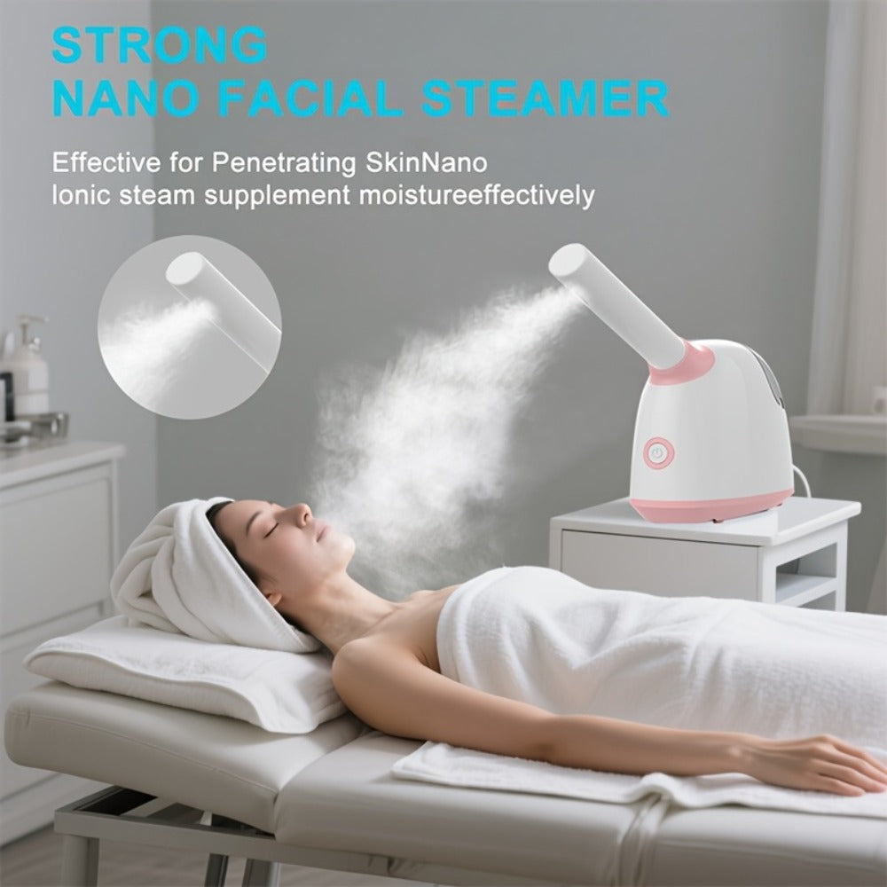 Facial Steamer Nano Ion Mist - Deep Pore Cleansing Home Spa Face Steamer with 360° Rotatable Arm, Blackhead Remover, Portable & Salon-Grade Skin Hydration Beauty Tool