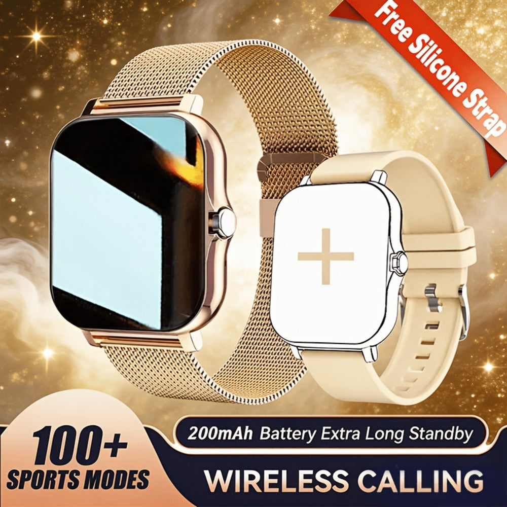2-in-1 Smartwatch with Wireless Earbuds, Bluetooth Calling & Music Playback, HIFI Sound Quality, HD Lens Camera, Built-in Microphone, UV Protection, Magnetic USB Charging, Dual Strap – Outdoor Sports Smart Watch for Men & Women