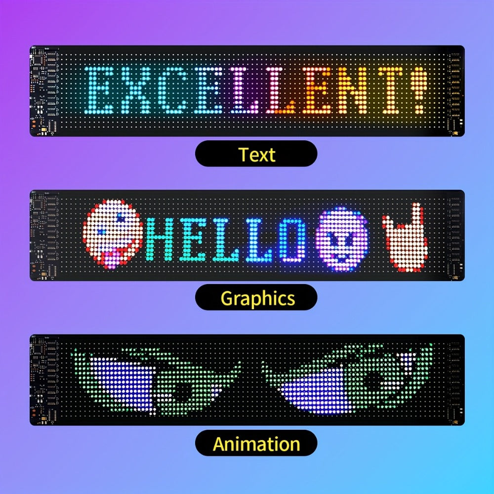 Programmable LED Sign Large Flexible Matrix Panel, App-Controlled Text & Animation, Music Rhythm Display, USB 5V, Indoor Shop Bar Bedroom Decoration Digital Scrolling Sign