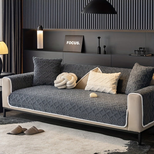 Plush Shu Velveteen Sofa Cover with Anti-Slip Design, Individual Cover Pieces