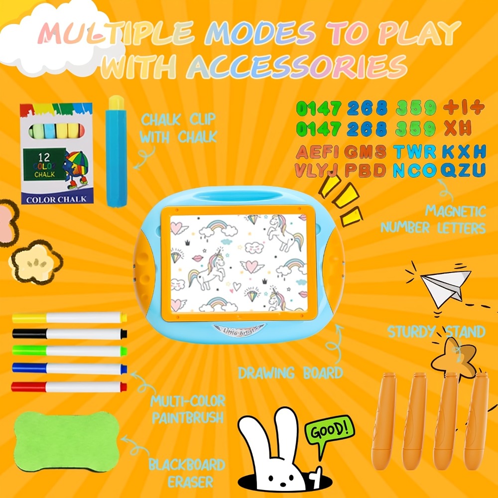 Magnetic Doodle Board Double Sided for Kids – Portable Foldable Drawing Writing Easel with Teaching Supplies Creative Toy Gift for Boys Girls Toddlers Ages 3+ Birthday Christmas