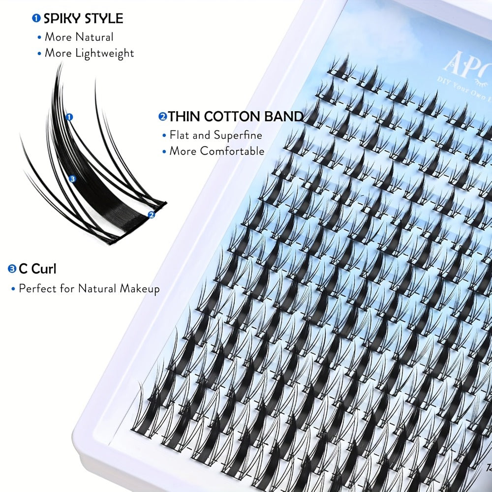 Spiky Wet-Look Fairy Lash Clusters Kit — Manga Anime C Curl Individual Spike Eyelash Extensions 8mm-18mm Mixed Length, Wispy Volume DIY False Lashes for Fantasy Glam & Editorial Looks