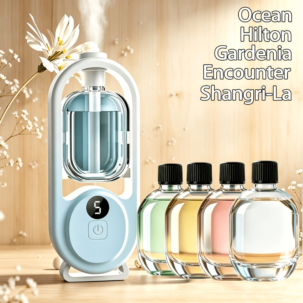 7-Color LED Aromatherapy Diffuser 150ml with USB Power, Ultrasonic Whisper-Quiet Mist, Timer Auto Shut-Off for Bedroom Office Yoga – Bundle with Hilton Gardenia Ocean Jasmine Shangri-La Oils