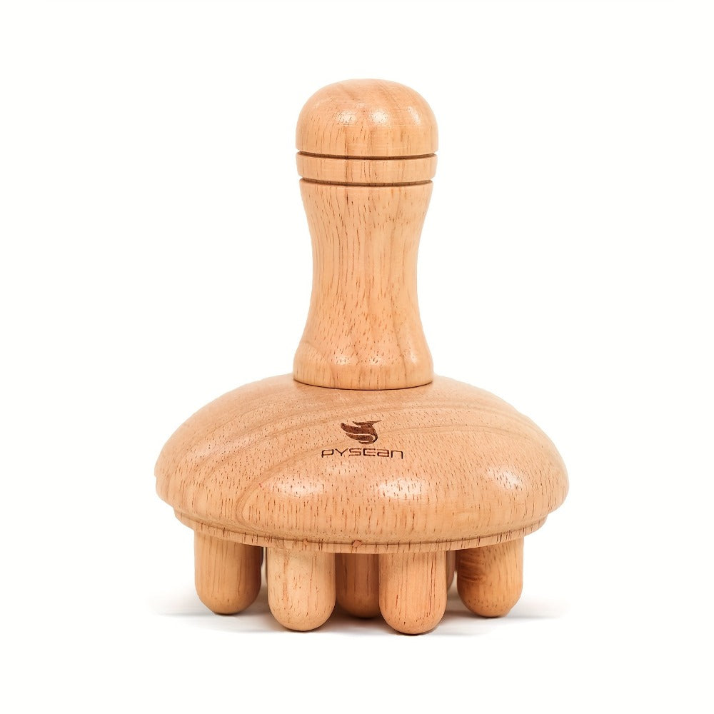 Wooden Mushroom Massager for Anti-Cellulite & Lymphatic Drainage – Ergonomic Hand-Held Wood Body Massage Tool for Relaxation, Body Sculpting, Skin Toning & Circulation Boost, Model VM-12